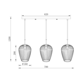 Visilica za 3xE27 žarulju max 3x23W 700mm IP20 crna BRAYTRON BV03-00052
