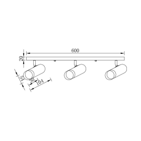 Kućište za 3xGU10 žarulju max 3x10W 600mm IP20 crno-zlatno BRAYTRON BV04-00023