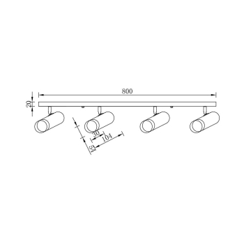 Kućište za 4xGU10 žarulju max 4x10W 800mm IP20 crno-zlatno BRAYTRON BV04-00024