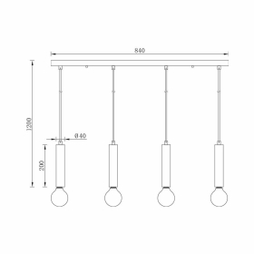 Visilica za 4xE27 žarulju max 4x23W 840mm IP20 crna BRAYTRON BV04-00052