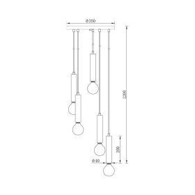 Visilica za 5xE27 žarulju max 5x23W fi350mm IP20 crna BRAYTRON BV04-00054