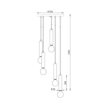 Visilica za 5xE27 žarulju max 5x23W fi350mm IP20 crna BRAYTRON BV04-00054