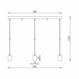 Visilica za 3xE27 žarulju max 3x23W 600mm IP20 crna BRAYTRON BV04-00062