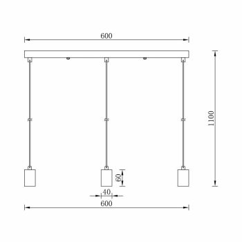 Visilica za 3xE27 žarulju max 3x23W 600mm IP20 crna BRAYTRON BV04-00062