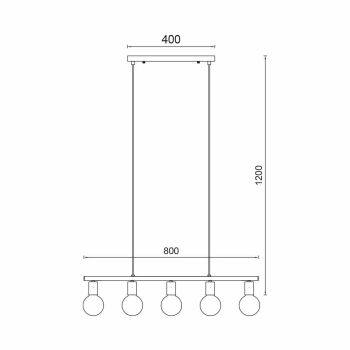 Visilica za 5xE27 žarulju max 5x23W 800mm IP20 crna BRAYTRON BV04-00063