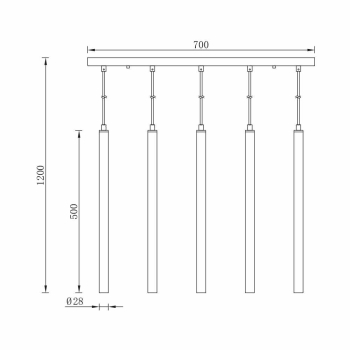 Visilica za 5xG9 žarulju max 5x10W 700mm IP20 crna BRAYTRON BV04-00072