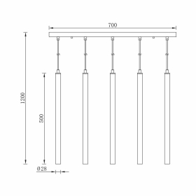 Visilica za 5xG9 žarulju max 5x10W 700mm IP20 zlatna BRAYTRON BV04-00073