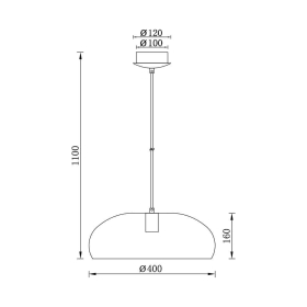 Visilica za E27 žarulju max 23W fi400mm IP20 crna BRAYTRON BV05-00031