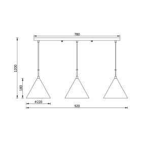 Visilica za 3xE27 žarulju max 3x23W 920mm IP20 zlatna BRAYTRON BV05-00066