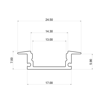 Profil za LED traku ugradni aluminijski 2m crni BRAYTRON BY39-00621
