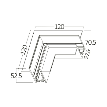 Šina za magnetsku rasvjetu 120x52,5x120mm crna kutna BRAYTRON BY41-10101