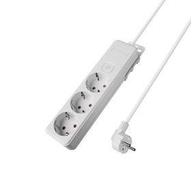 Prenosiva utičnica 3x schuko s kabelom 1,5mm2 / 1,5m i prekidačem bijela BRAYTRON BY72-00231