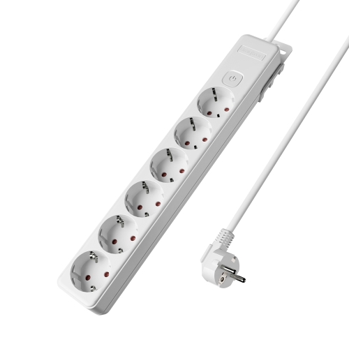 Prenosiva utičnica 6x schuko s kabelom 1,5mm2 / 1,5m i prekidačem bijela BRAYTRON BY72-00261