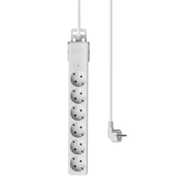 Prenosiva utičnica 6x schuko s kabelom 1,5mm2 / 5m i prekidačem bijela BRAYTRON BY72-00265