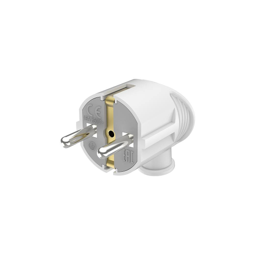 Utikač schuko kutni s uzemljenjem PVC bijeli 40kom/pak BRAYTRON BY74-00003