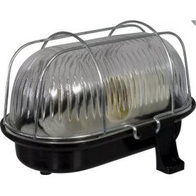 Zidna svjetiljka E27 OWAL60 170x115x125mm IP44 brodska crna, staklo sa metalnom mrežom D.3166C