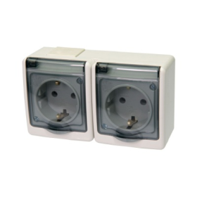 Utičnica schuko OG 2x2P+Z IP44 D.3613SGG/1