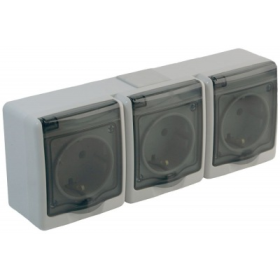 Utičnica schuko OG 3x2P+Z IP44 D.3615SGGG/1