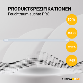 Vodotjesna svjetiljka PRO 50W 4000K 6000lm 150 cm IP65 ENOVALITE ELED200132