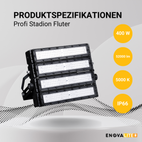 Reflektor LED 400W 5000K 52000lm IP66 profesionalni za stadione LUMILEDS ENOVALITE ELED400302