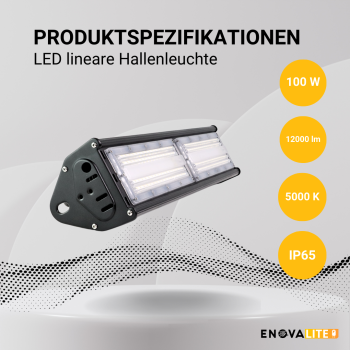 Industrijska svjetiljka 100W 5000K 12000lm IP65 HighBay linearna ENOVALITE ELED500121