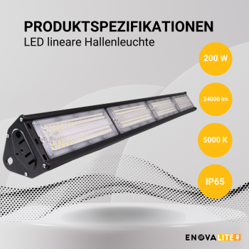 Industrijska svjetiljka 200W 5000K 24000lm IP65 HighBay linearna ENOVALITE ELED500123