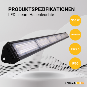 Industrijska svjetiljka 300W 5000K 36000lm IP65 HighBay linearna ENOVALITE ELED500124