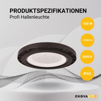 Industrijska svjetiljka 100W 5000K 17000lm IP65 IK06 HighBay UFO visoko energetski učinkovita ENOVALITE ELED500140