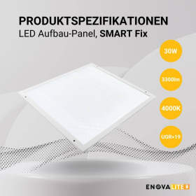 Panel LED 30W 4000K 3300lm 60x60 cm UGR<19 SLIM nadgradni kvadratni ENOVALITE ELED600400
