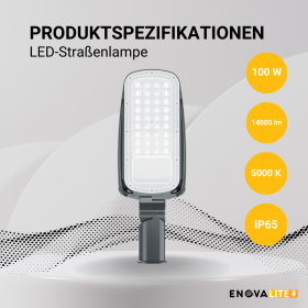 Ulična svjetiljka 100W 5000K 14000lm IP65 ENOVALITE ELED800101