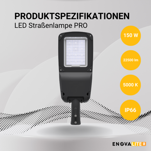 Ulična svjetiljka PRO 150W 5000K 22500lm IP66 SOSEN Driver LUMILEDS LED visoko energetski učinkovita ENOVALITE ELED800122