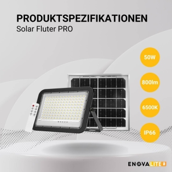Reflektor solarni PRO 6W 6500K 800lm IP65 s baterijom lijevani aluminij ENOVALITE ELEDSO400100