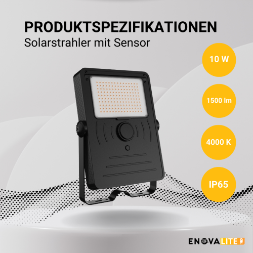 Reflektor solarni 10W 4000K 1500lm IP65 sa senzorom ENOVALITE ELEDSO400120