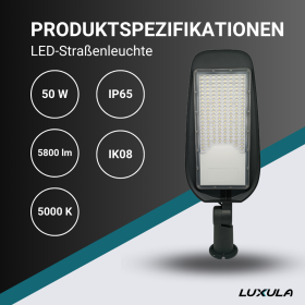 Ulična svjetiljka 50W 5000K 5800lm IP65 LUXULA LX-SL-50-5000