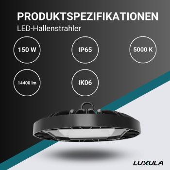 Industrijska svjetiljka 150W 5000K 14400lm IP65 HighBay UFO LUXULA LX-UHB-150-5000