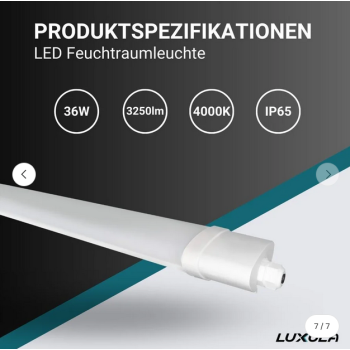 Vodotjesna svjetiljka 36W 4000K 3250lm 120cm IP65 sa brzim konektorom LUXULA LX200120