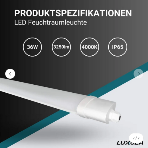 Vodotjesna svjetiljka 36W 4000K 3250lm 120cm IP65 sa brzim konektorom LUXULA LX200120