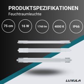 Vodotjesna svjetiljka 16W 4000K 1760lm 75cm IP66 sa brzim konektorom LUXULA LX200121