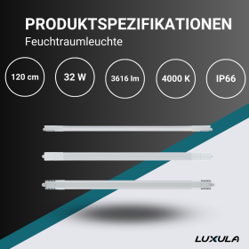 Vodotjesna svjetiljka 32W 4000K 3616lm 120cm IP66 sa brzim konektorom LUXULA LX200122