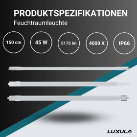 Vodotjesna svjetiljka 45W 4000K 5175lm 150 cm IP66 sa brzim konektorom LUXULA LX200123