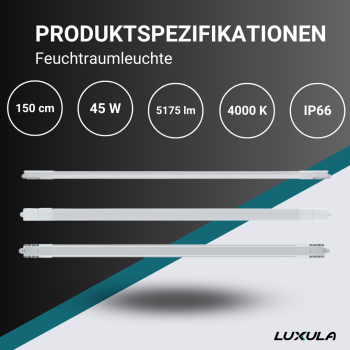 Vodotjesna svjetiljka 45W 4000K 5175lm 150 cm IP66 sa brzim konektorom LUXULA LX200123