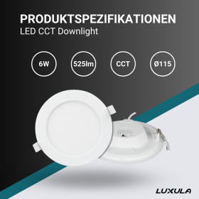 Panel LED 6W 3CCT 525lm ø115x32mm downlight podesiv s difuzorom ugradbeni okrugli LUXULA LX300110