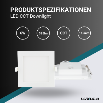 Panel LED 6W 3CCT 525lm 115x32mm downlight podesiv s difuzorom ugradbeni četvrtasti LUXULA LX300118