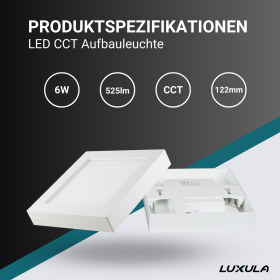Panel LED 6W 3CCT 525lm 122x35mm podesiv s difuzorom nadgradni kvadratni LUXULA LX300204