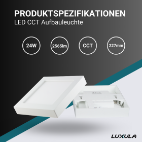 Panel LED 24W 3CCT 2565lm 227x35mm podesiv s difuzorom nadgradni kvadratni LUXULA LX300207