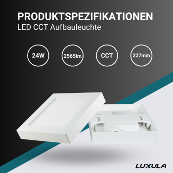 Panel LED 24W 3CCT 2565lm 227x35mm podesiv s difuzorom nadgradni kvadratni LUXULA LX300207
