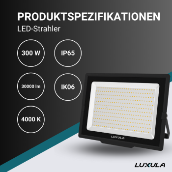 Reflektor LED 300W 4000K 30000lm IP65 crni LUXULA LX400115