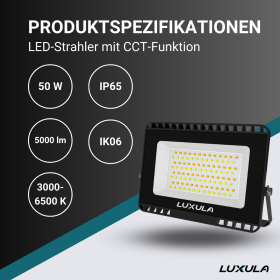 Reflektor LED 50W 3CCT 5000lm IP65 crni LUXULA LX400130