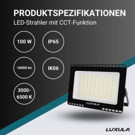 Reflektor LED 100W 3CCT 10000lm IP65 crni LUXULA LX400131