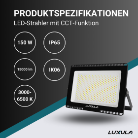 Reflektor LED 150W 3CCT 15000lm IP65 crni LUXULA LX400132